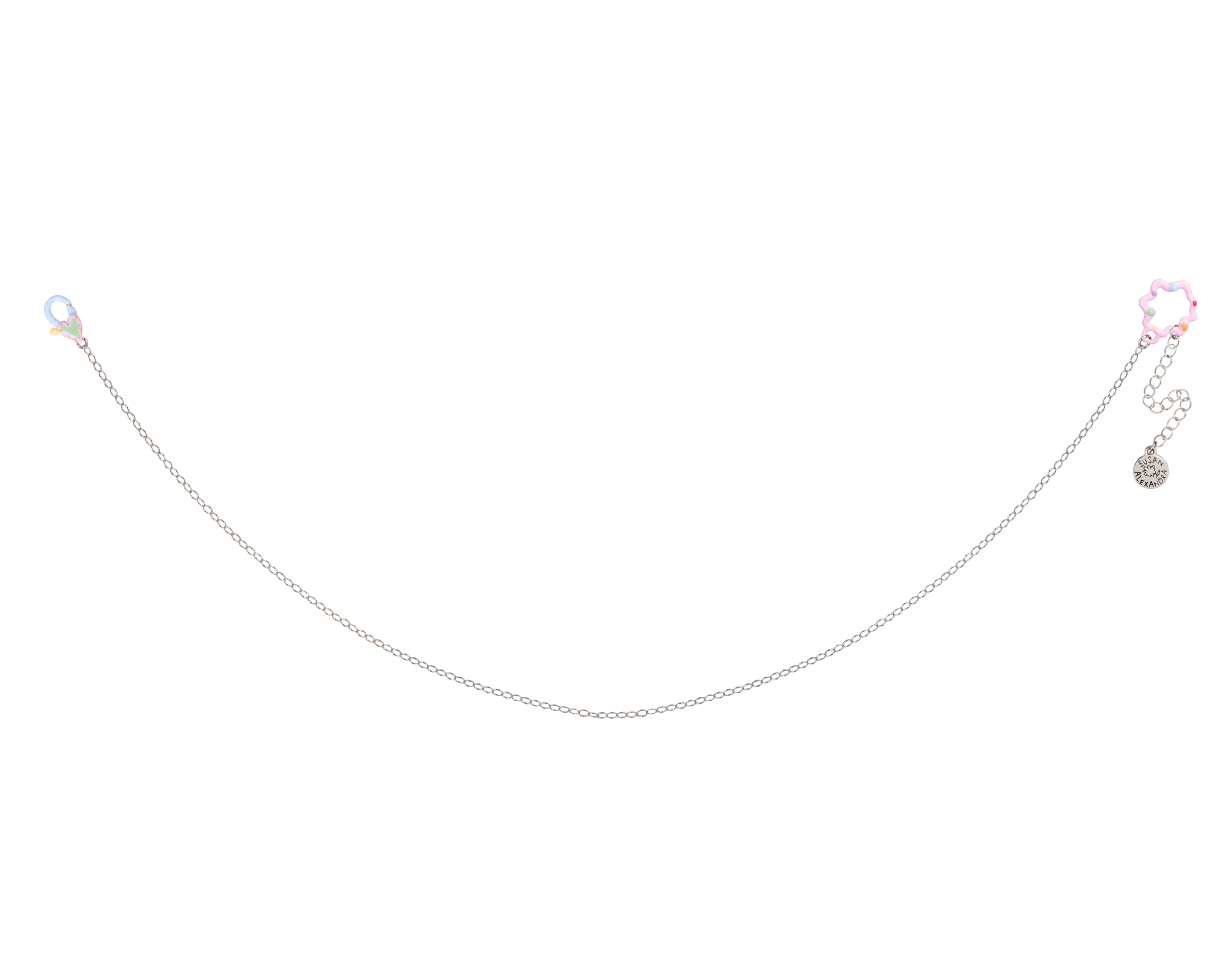 Chrome Tiny Joys Necklace on Slim Chrome Chain